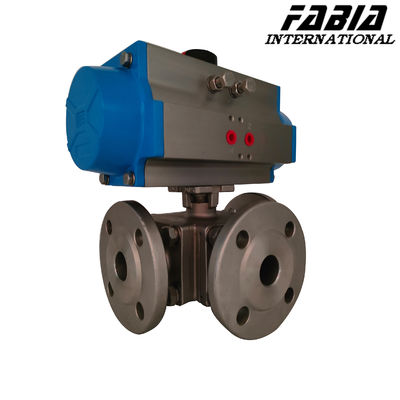 Pneumatic Three-Way Flange Ball Valve with Single/Double Action Pneumatic Ball Valve