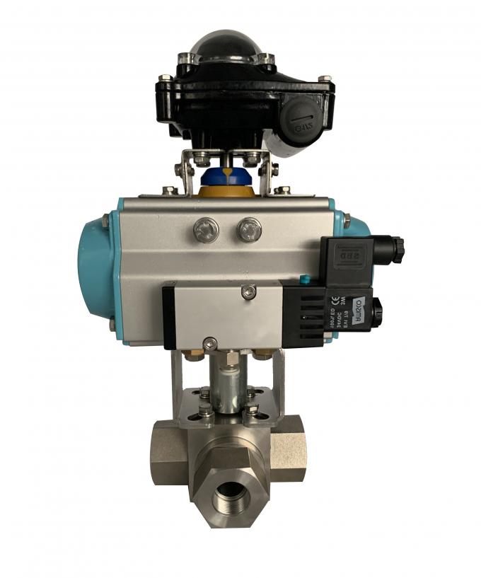 Pneumatic High Pressure Three Way Internal Tooth Stainless Steel Ball Valve