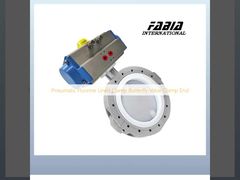 Pneumatic Fluorine Lined Clamp Butterfly Valve Clamp End