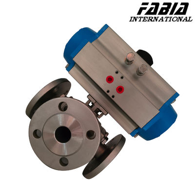 High-pressure Pneumatic Three-way Flanged Ball Valve