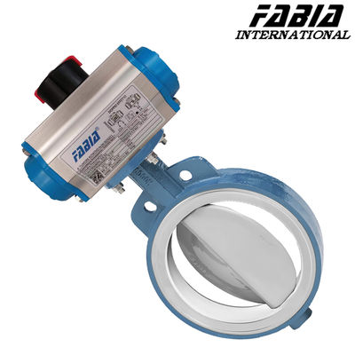 Pneumatic Fluorine Lined Clamp Butterfly Valve Clamp End