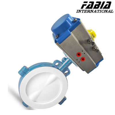 Pneumatic Fluorine Lined Clamp Butterfly Valve Clamp End