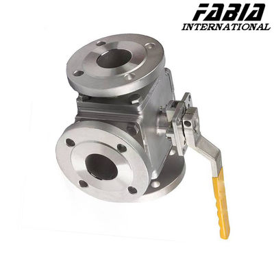 Manual High Pressure Three Way Flange Ball Valve Stainless Steel