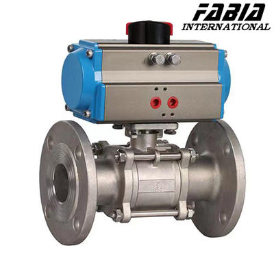 Pneumatic High Pressure Ball Valve Three Piece Flanged Industrial Ball Valve