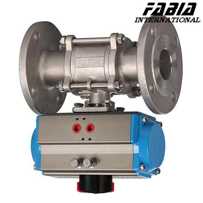 Pneumatic High Pressure Ball Valve Three Piece Flanged Industrial Ball Valve