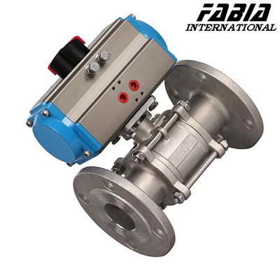 Pneumatic High Pressure Ball Valve Three Piece Flanged Industrial Ball Valve