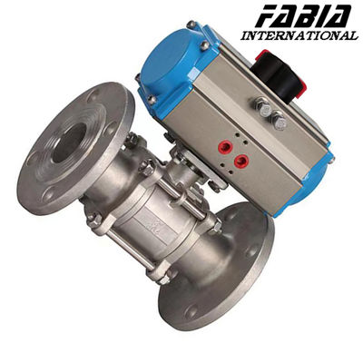 Pneumatic High Pressure Ball Valve Three Piece Flanged Industrial Ball Valve