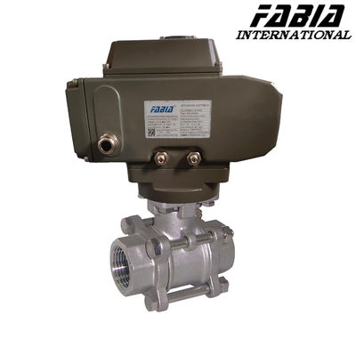 Electric High Pressure Three Piece Ball Valve With Internal Teeth