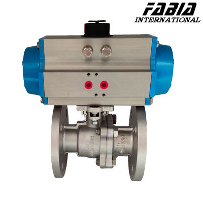 DN40 Industrial Pneumatic Flange CF8 Ball Valve High Pressure Two Piece