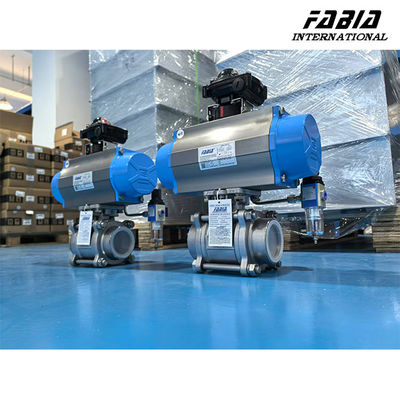 Three-Piece ball valve Stainless Steel pneumatic actuator valve 3/4'' NPT 200WOG