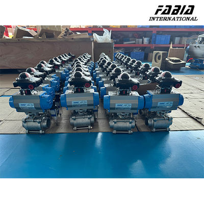 Three-Piece ball valve Stainless Steel pneumatic actuator valve 3/4'' NPT 200WOG