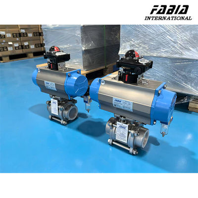 Three-Piece ball valve Stainless Steel pneumatic actuator valve 3/4'' NPT 200WOG