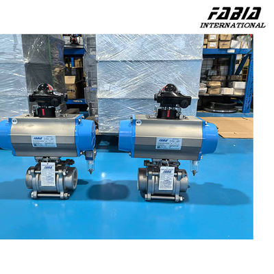 Three-Piece ball valve Stainless Steel pneumatic actuator valve 3/4'' NPT 200WOG