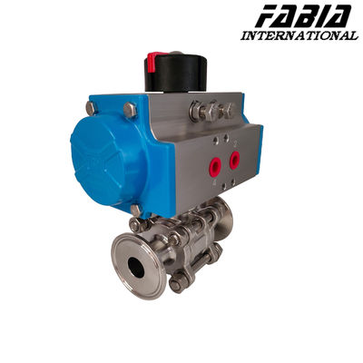Clamp Ptfe Lined Ball Valve With Double Acting Pneumatic Actuator