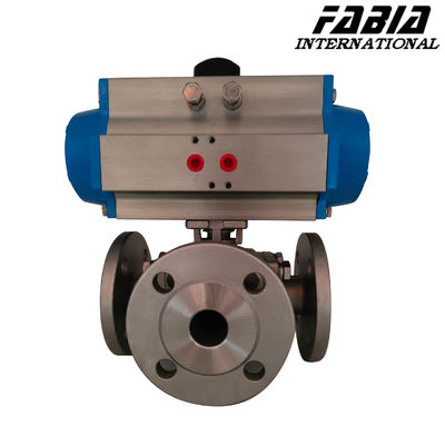 Pneumatic Three-Way Flange Ball Valve with Single/Double Action Pneumatic Ball Valve