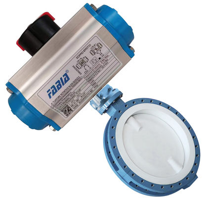 Fluorine Lined Flanged Pneumatic Butterfly Valve