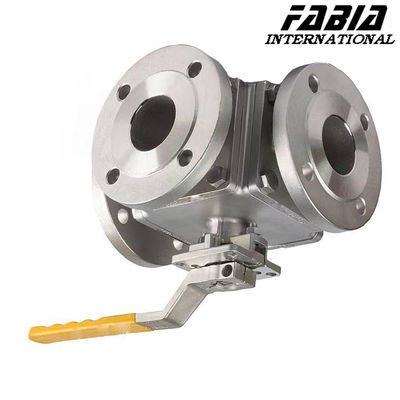 Manual High Pressure Three Way Flange Ball Valve Stainless Steel