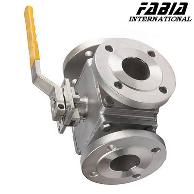 Manual High Pressure Three Way Flange Ball Valve Stainless Steel