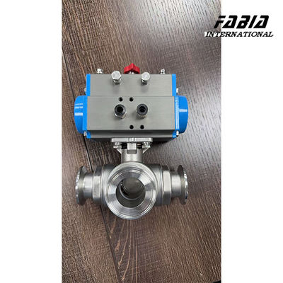 Stainless Steel Pneumatic Three Way Ball Valve L Type For Quick Installation In KF50 Size