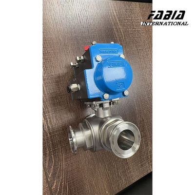 Stainless Steel Pneumatic Three Way Ball Valve L Type For Quick Installation In KF50 Size