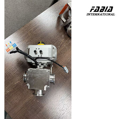 1/2 To 8 Inches KF40 SS316 Electric Heat Tracing Pneumatic Square Three-way Ball Valve L Type With Stainless Steel Body